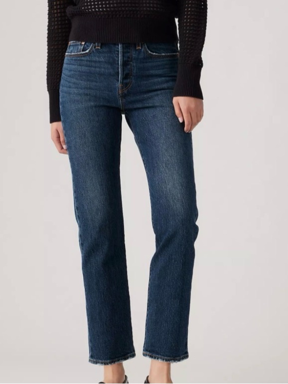 Classic High-Rise Straight Leg Jeans in Dark Blue